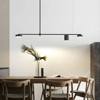 Luminaire linéaire noir moderne et réglable pour îlot de cuisine