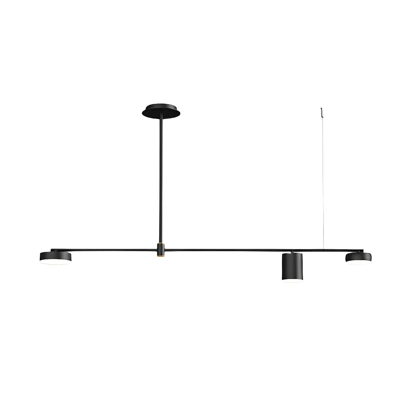 Luminaire linéaire noir moderne et réglable pour îlot de cuisine