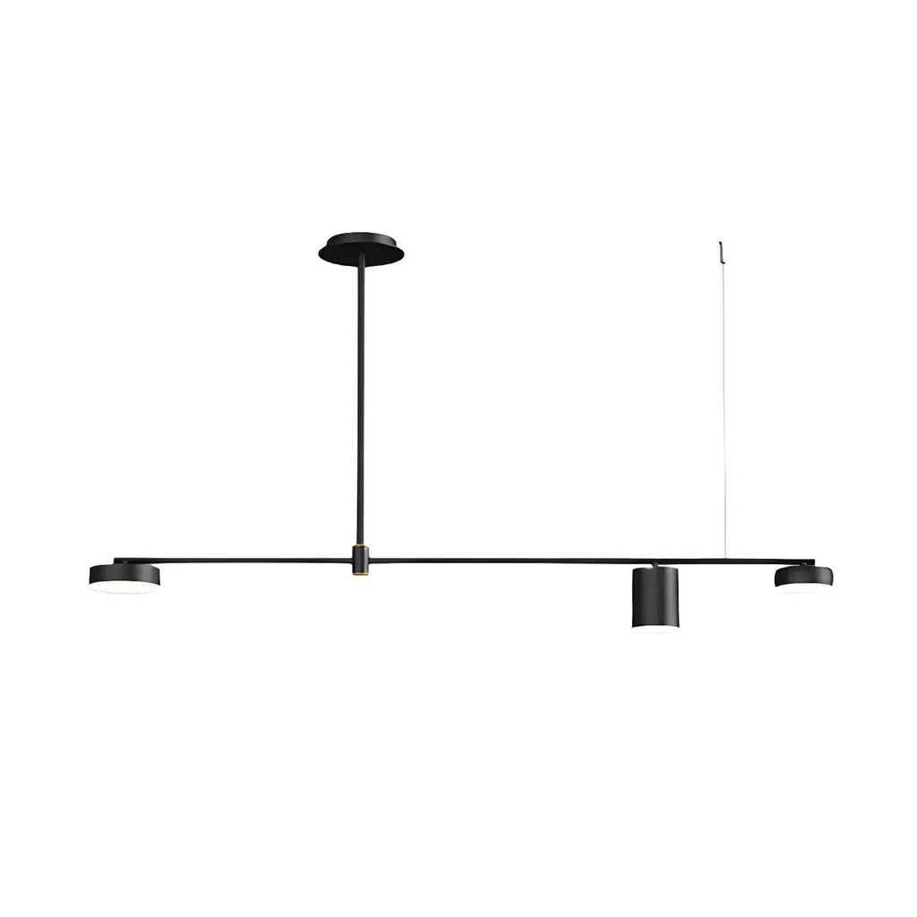Luminaire linéaire noir moderne et réglable pour îlot de cuisine