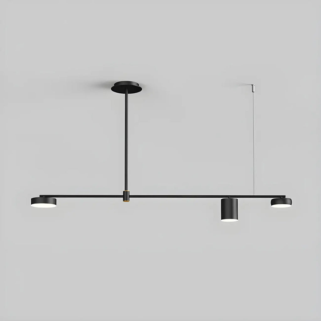 Luminaire linéaire noir moderne et réglable pour îlot de cuisine
