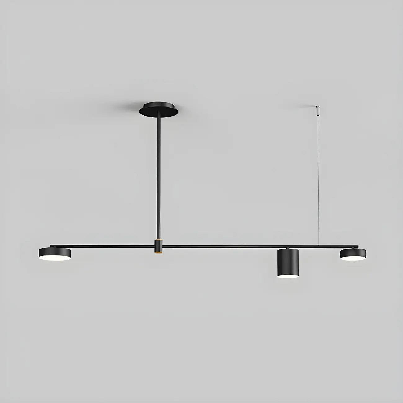Luminaire linéaire noir moderne et réglable pour îlot de cuisine