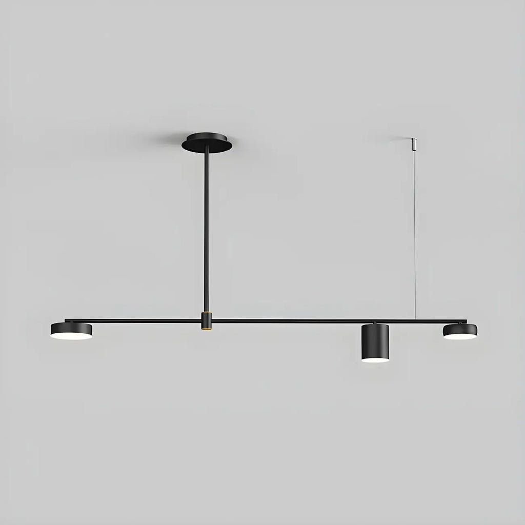 Luminaire linéaire noir moderne et réglable pour îlot de cuisine
