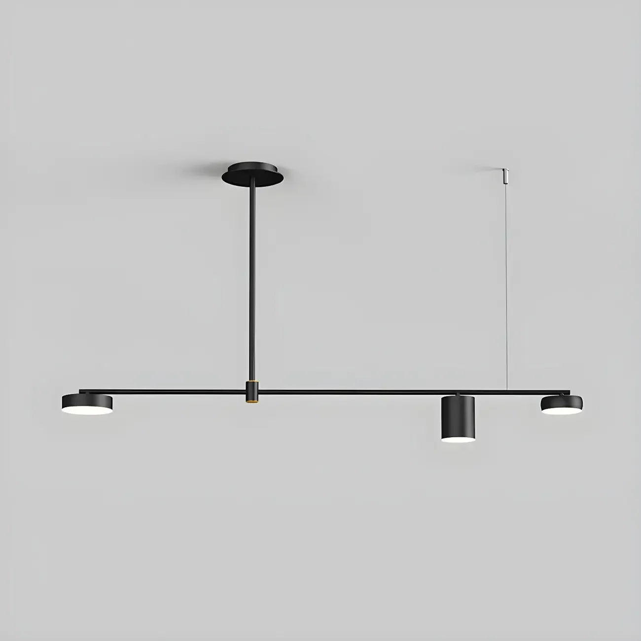 Luminaire linéaire noir moderne et réglable pour îlot de cuisine