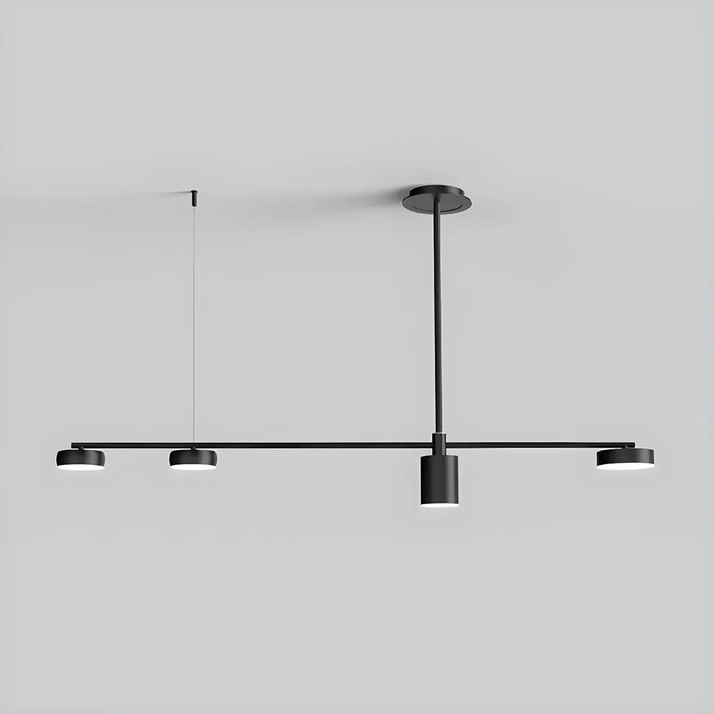 Luminaire linéaire noir moderne et réglable pour îlot de cuisine