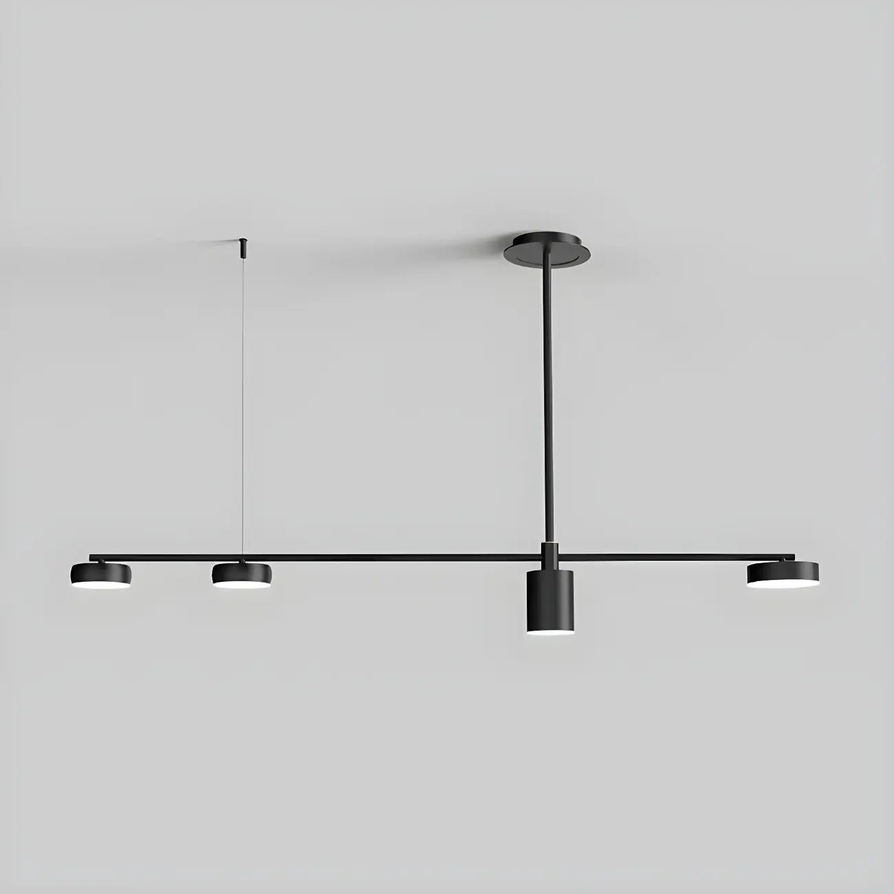 Luminaire linéaire noir moderne et réglable pour îlot de cuisine