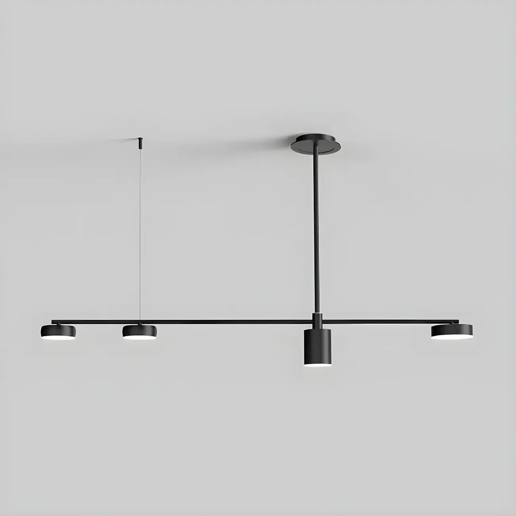 Luminaire linéaire noir moderne et réglable pour îlot de cuisine