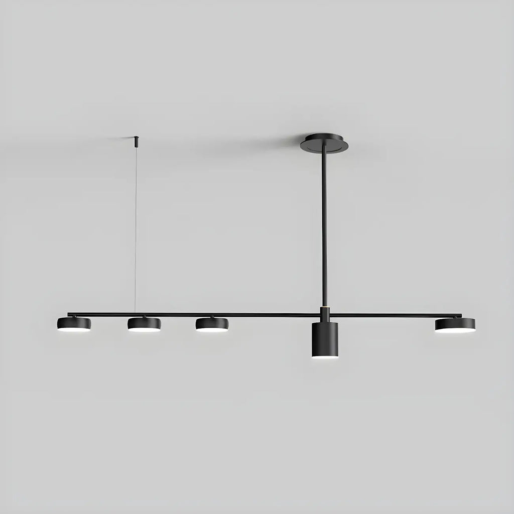 Luminaire linéaire noir moderne et réglable pour îlot de cuisine