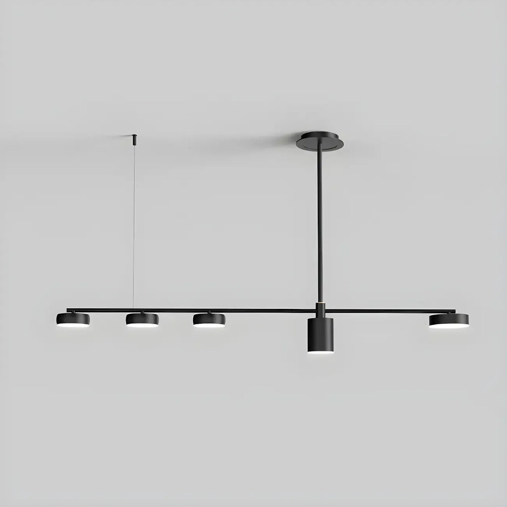 Luminaire linéaire noir moderne et réglable pour îlot de cuisine