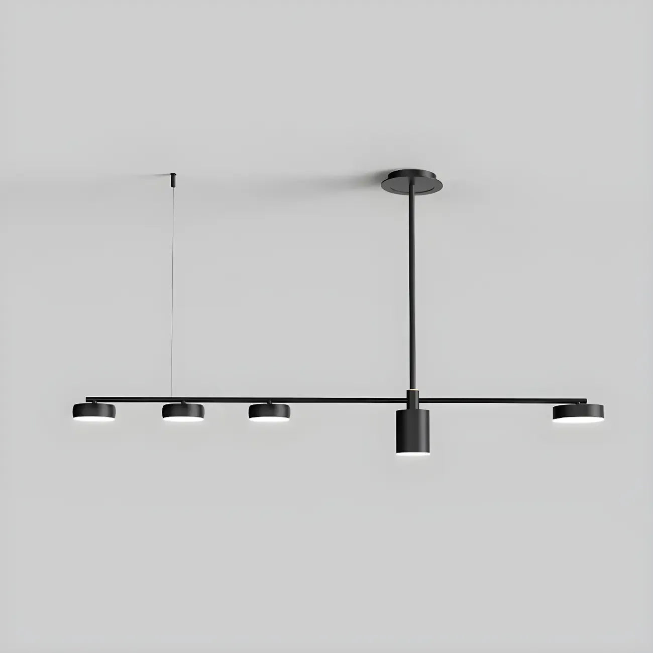 Luminaire linéaire noir moderne et réglable pour îlot de cuisine