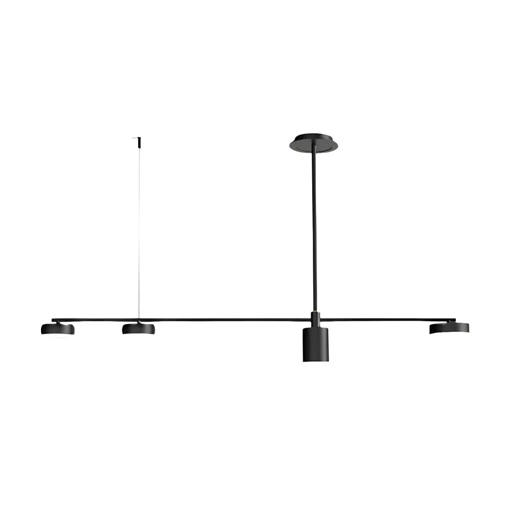 Luminaire linéaire noir moderne et réglable pour îlot de cuisine