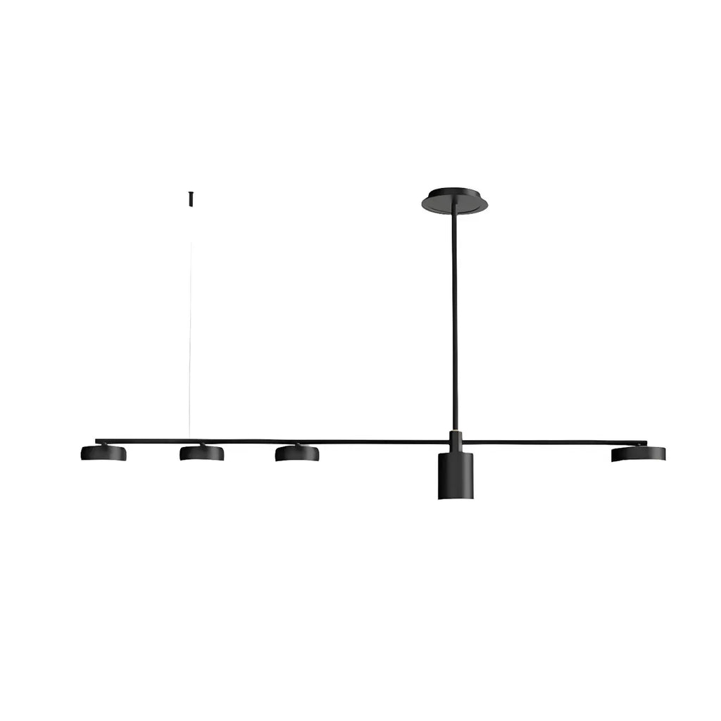 Luminaire linéaire noir moderne et réglable pour îlot de cuisine