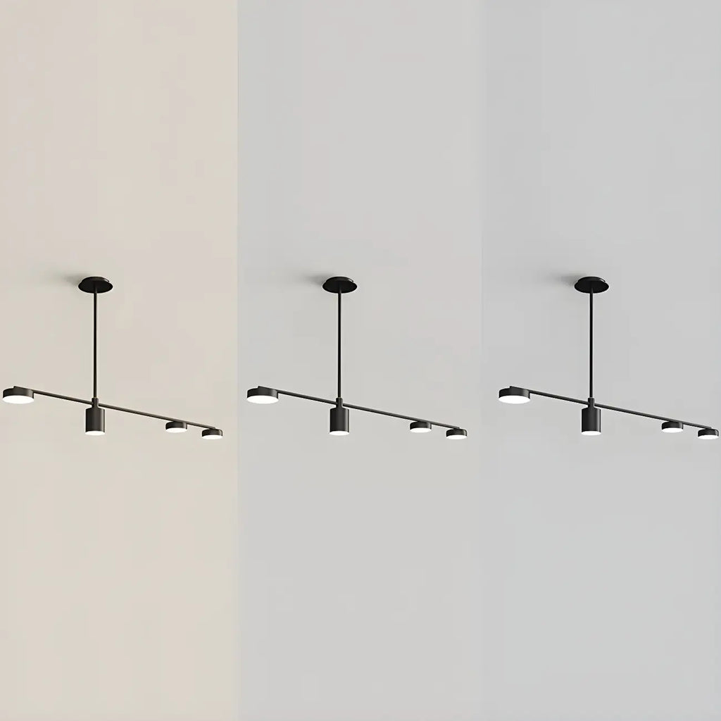 Luminaire linéaire noir moderne et réglable pour îlot de cuisine