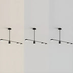 Luminaire linéaire noir moderne et réglable pour îlot de cuisine