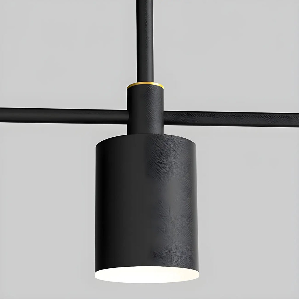 Luminaire linéaire noir moderne et réglable pour îlot de cuisine
