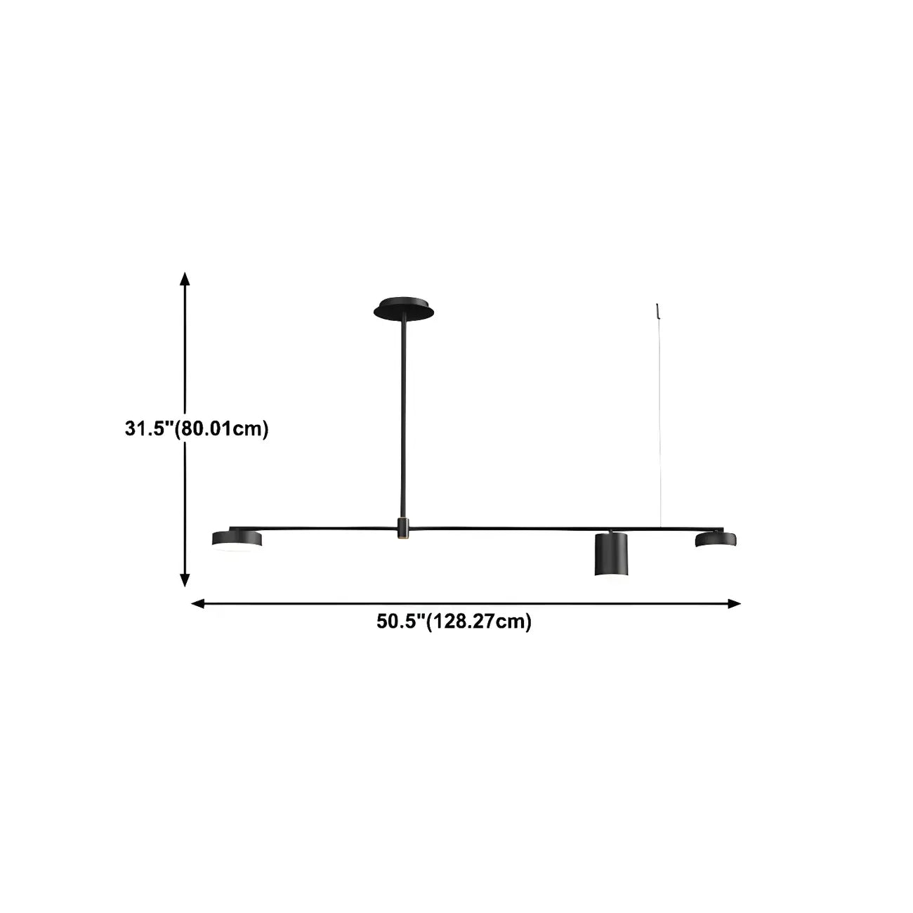 Luminaire linéaire noir moderne et réglable pour îlot de cuisine