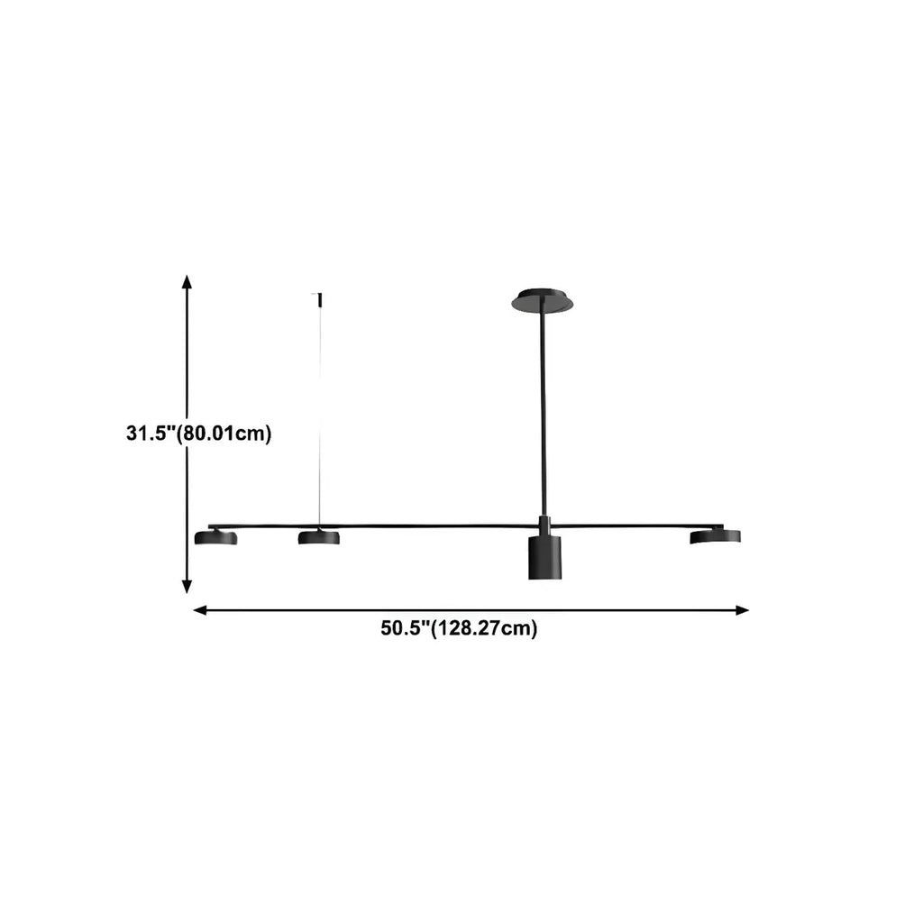 Luminaire linéaire noir moderne et réglable pour îlot de cuisine
