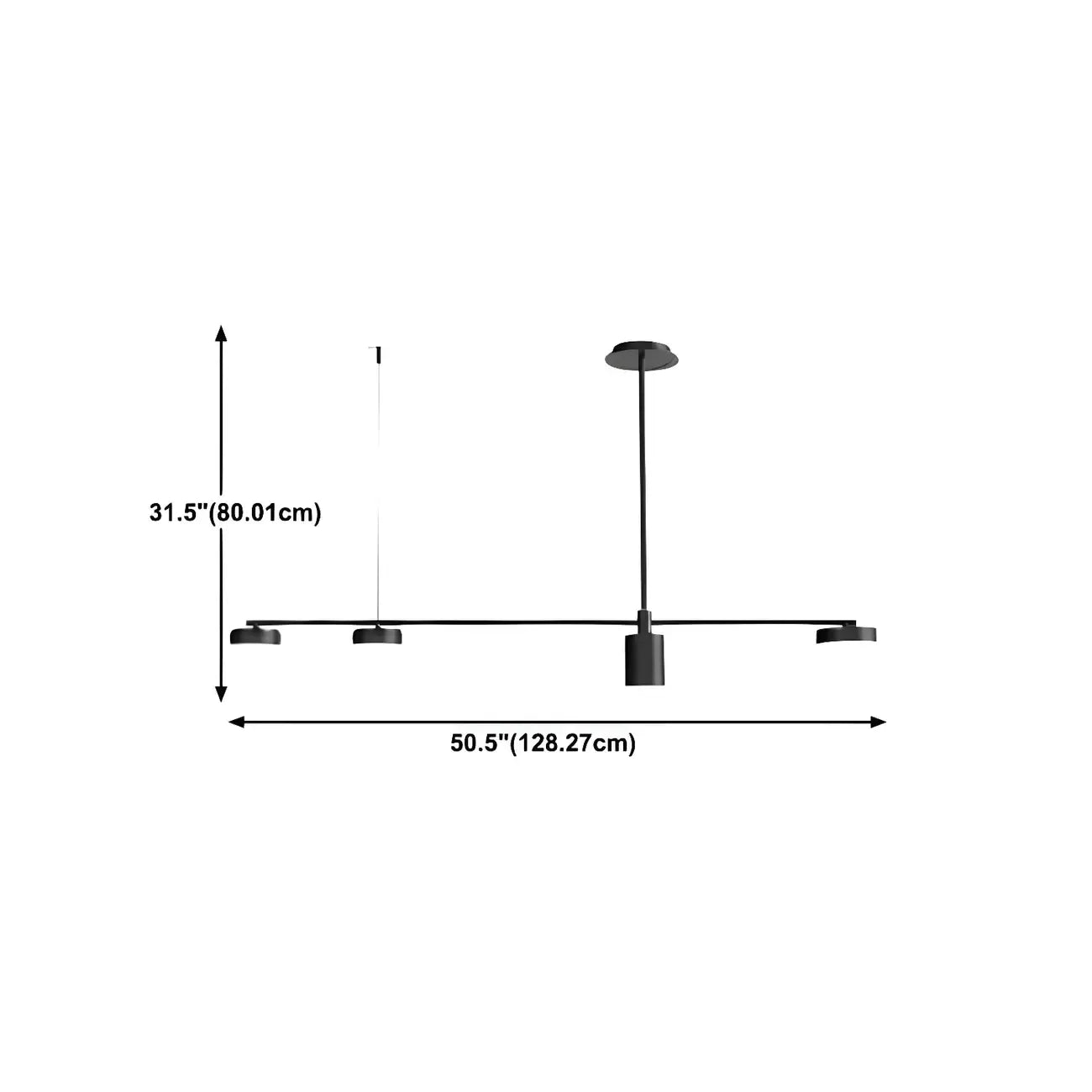 Luminaire linéaire noir moderne et réglable pour îlot de cuisine