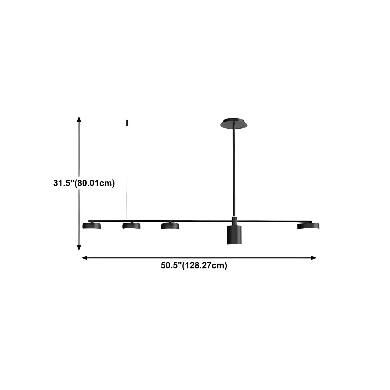 Luminaire linéaire noir moderne et réglable pour îlot de cuisine