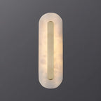 Applique murale ovale moderne en laiton et pierre avec LED à intensité variable pour chambre à coucher