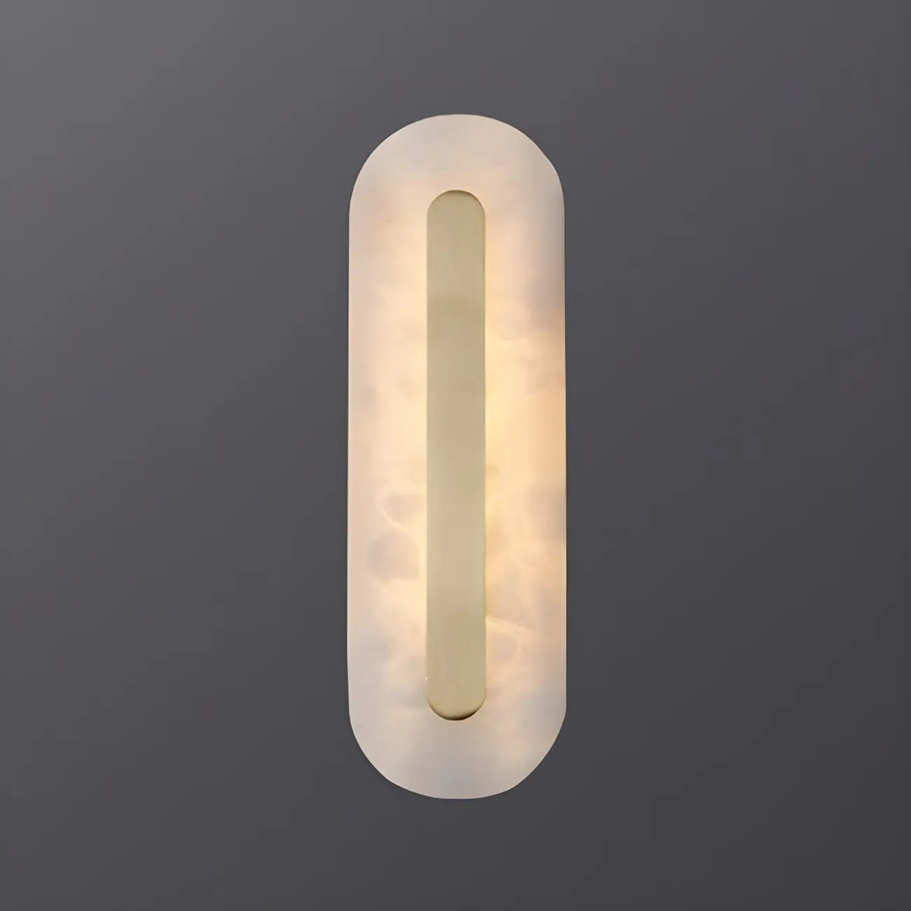Applique murale ovale moderne en laiton et pierre avec LED à intensité variable pour chambre à coucher