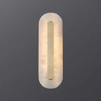 Applique murale ovale moderne en laiton et pierre avec LED à intensité variable pour chambre à coucher