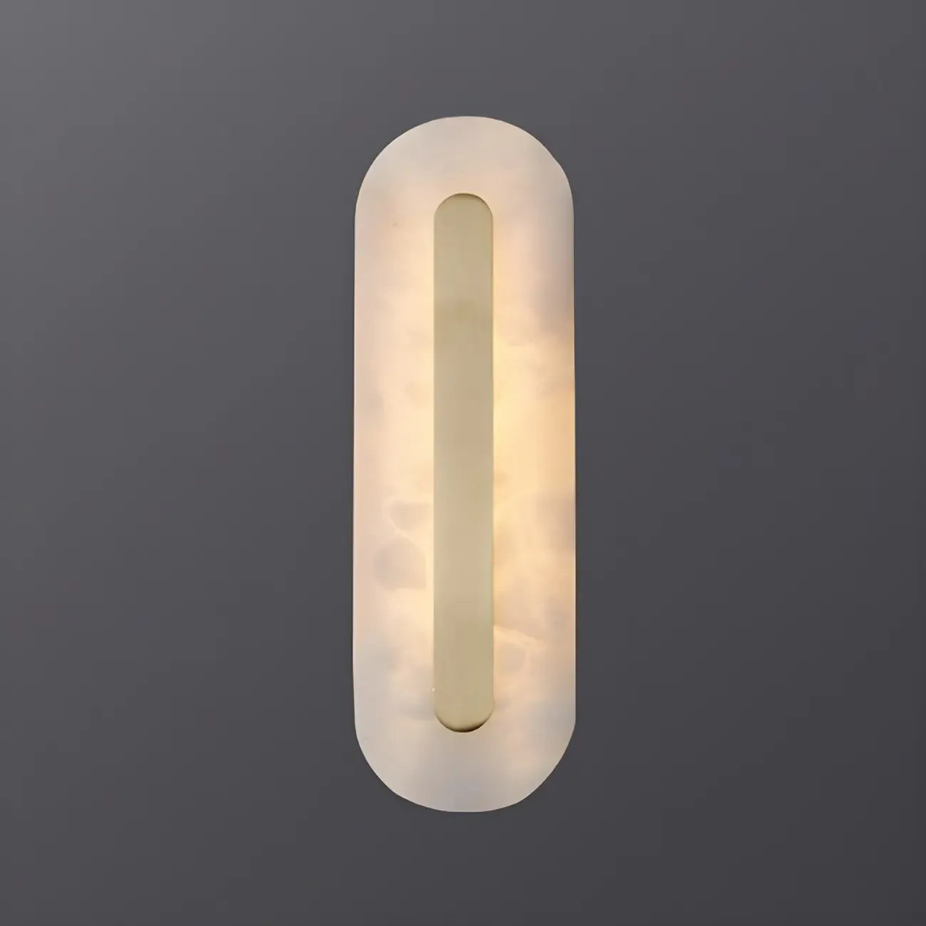 Applique murale ovale moderne en laiton et pierre avec LED à intensité variable pour chambre à coucher