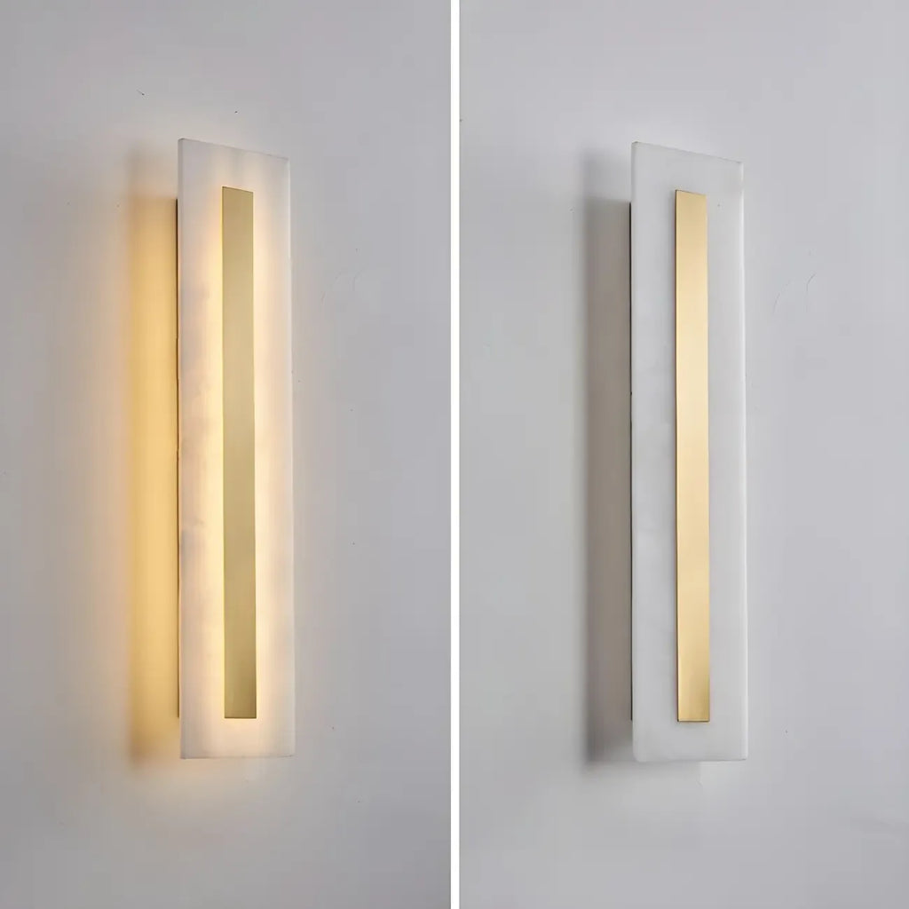 Applique murale ovale moderne en laiton et pierre avec LED à intensité variable pour chambre à coucher