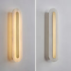 Applique murale ovale moderne en laiton et pierre avec LED à intensité variable pour chambre à coucher