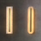 Applique murale ovale moderne en laiton et pierre avec LED à intensité variable pour chambre à coucher