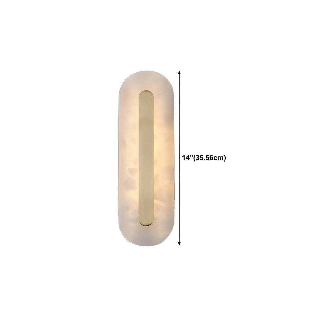 Applique murale ovale moderne en laiton et pierre avec LED à intensité variable pour chambre à coucher