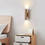 Applique murale cylindrique nordique en bois avec éclairage LED vers le haut et vers le bas