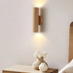 Applique murale cylindrique nordique en bois avec éclairage LED vers le haut et vers le bas