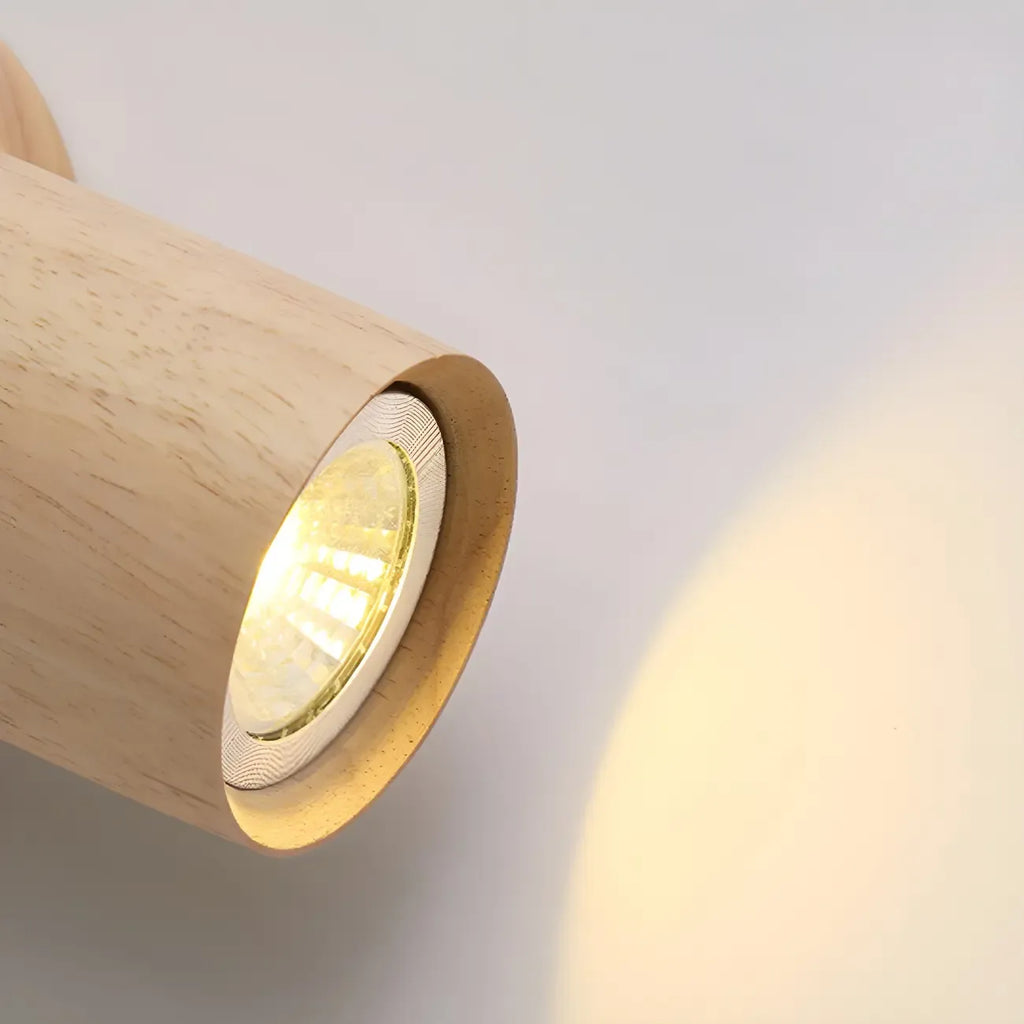 Applique murale cylindrique nordique en bois avec éclairage LED vers le haut et vers le bas