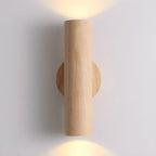 Applique murale cylindrique nordique en bois avec éclairage LED vers le haut et vers le bas