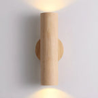 Applique murale cylindrique nordique en bois avec éclairage LED vers le haut et vers le bas