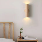 Applique murale cylindrique nordique en bois avec éclairage LED vers le haut et vers le bas