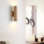 Applique murale cylindrique nordique en bois avec éclairage LED vers le haut et vers le bas