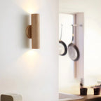 Applique murale cylindrique nordique en bois avec éclairage LED vers le haut et vers le bas