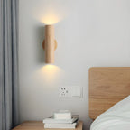 Applique murale cylindrique nordique en bois avec éclairage LED vers le haut et vers le bas