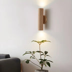 Applique murale cylindrique nordique en bois avec éclairage LED vers le haut et vers le bas