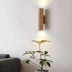 Applique murale cylindrique nordique en bois avec éclairage LED vers le haut et vers le bas