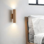 Applique murale cylindrique nordique en bois avec éclairage LED vers le haut et vers le bas