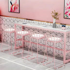 Table de bar longue rectangulaire en marbre rose glamour