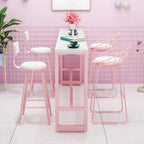 Table de bar longue rectangulaire en marbre rose glamour