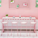 Table de bar longue rectangulaire en marbre rose glamour
