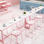 Table de bar longue rectangulaire en marbre rose glamour