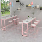 Table de bar longue rectangulaire en marbre rose glamour