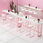 Table de bar longue rectangulaire en marbre rose glamour