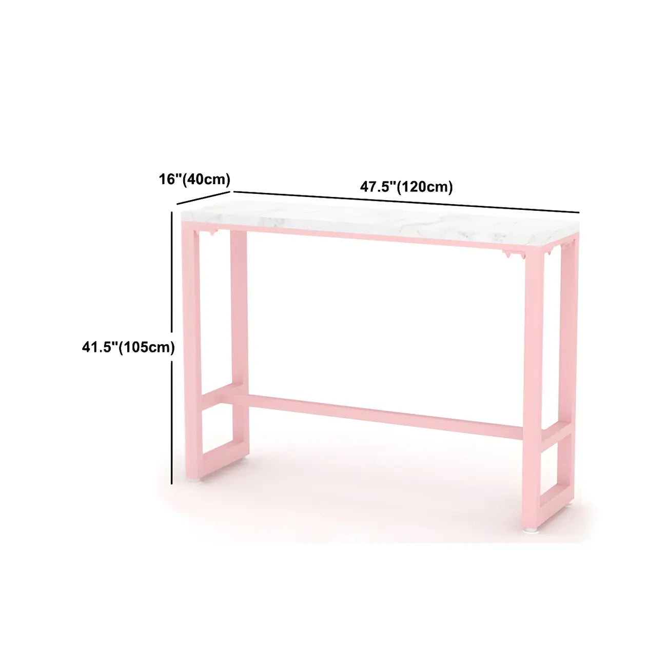 Table de bar longue rectangulaire en marbre rose glamour
