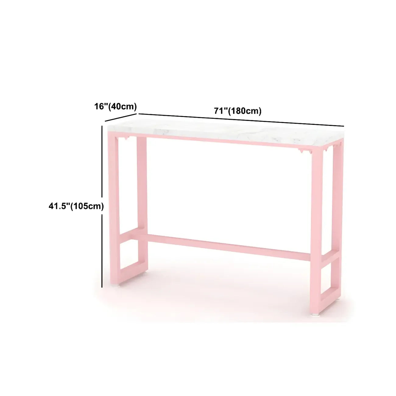 Table de bar longue rectangulaire en marbre rose glamour